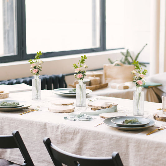 Tomnk 12 Glass Bud Vase Set, Small Vases for Flowers, Clear Bud Vases for Centerpieces Mini Flower Vases in Bulk for Rustic Wedding Decorations Vintage Look Home Table Decor