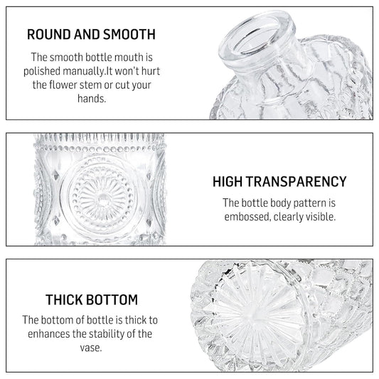 Tomnk Glass Bud Vases in Bulk, Set of 12 Small Vases for Centerpieces, Flower Vases for Flowers in Bulk for Rustic Wedding Home Table Decorations