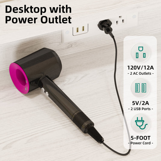 Tomnk woo White LED Dresser with 9 Drawers, Charging Station, PU Fabric Finish for Living Room, Hallway