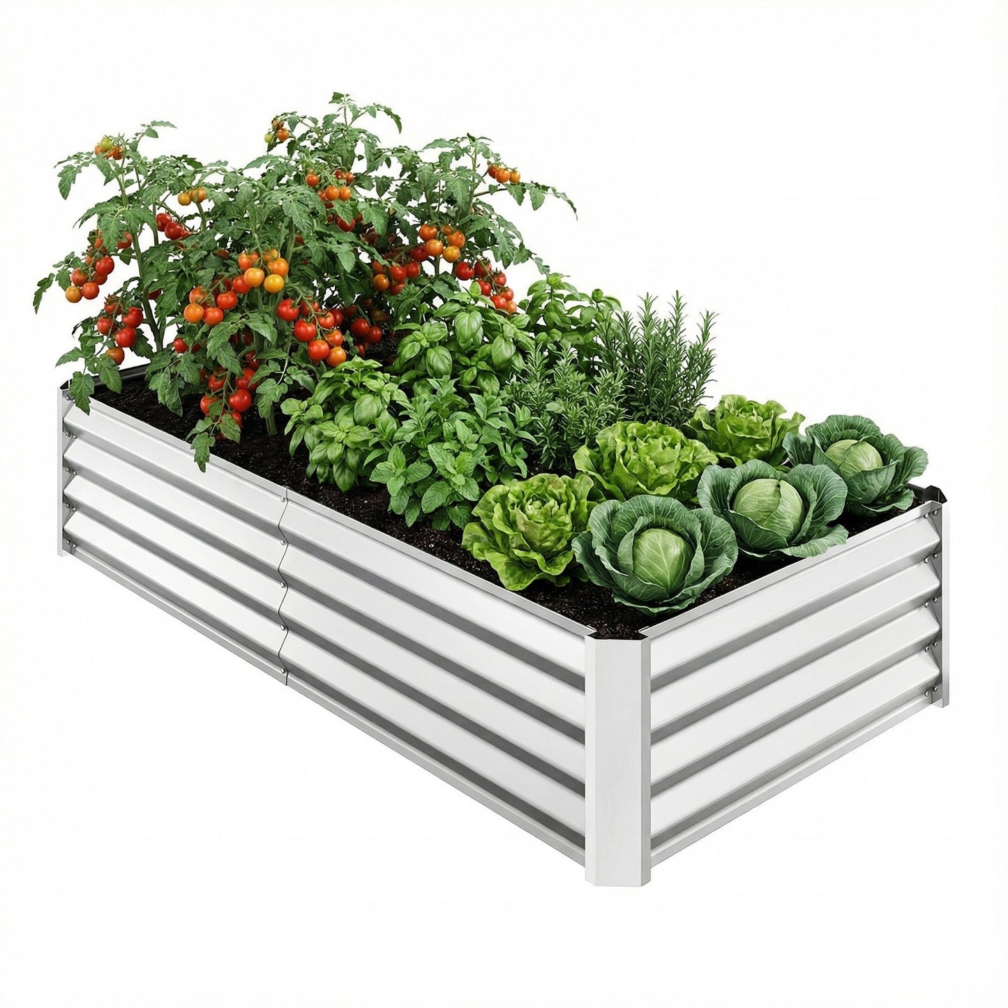 Tomnk Raised Garden Bed 4x2x1ft, Galvanized Metal Planter Outdoor for Vegetables, Flowers & Herbs, Rust-Resistant, Easy Assembly, Silver