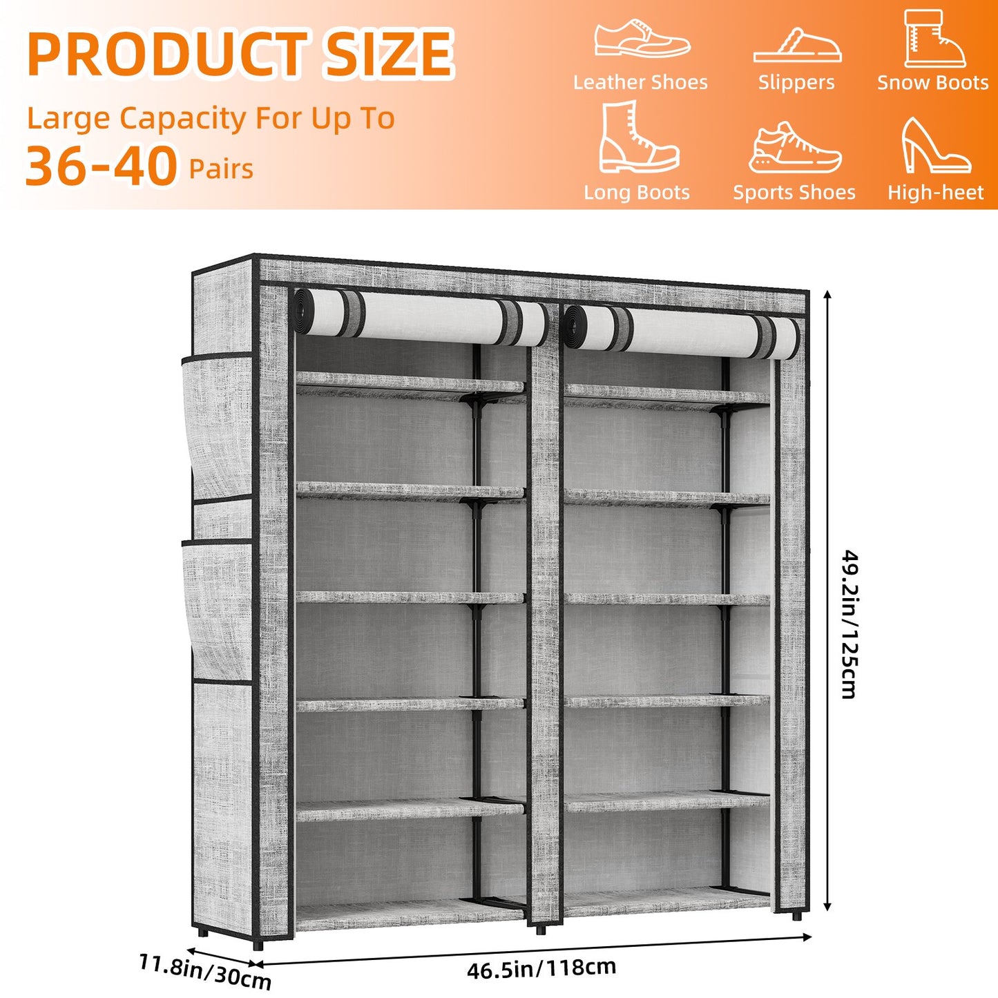 Tomnk 6 Tiers Kitchen Storage Shelves, Adjustable Shelves for Storage Pantry Shelves with Hooks, Storage Rack Shelving Unit Organizer for Bedroom Laundry Closet