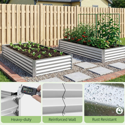 Tomnk Raised Garden Bed 6x3x1ft, Galvanized Metal Outdoor Planter Box for Vegetables, Flowers & Herbs, Durable Rust-Resistant, Easy Assembly, Silver