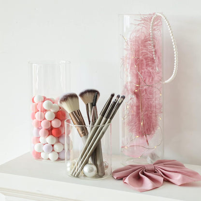 Tomnk 3Pcs Cylinder Vases for Centerpieces, Different Sizes Tall Clear Vases for Wedding Centerpieces, 4'' + 8'' + 12''(High), Clear