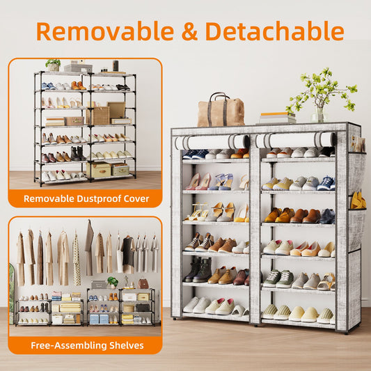 Tomnk 6 Tiers Kitchen Storage Shelves, Adjustable Shelves for Storage Pantry Shelves with Hooks, Storage Rack Shelving Unit Organizer for Bedroom Laundry Closet