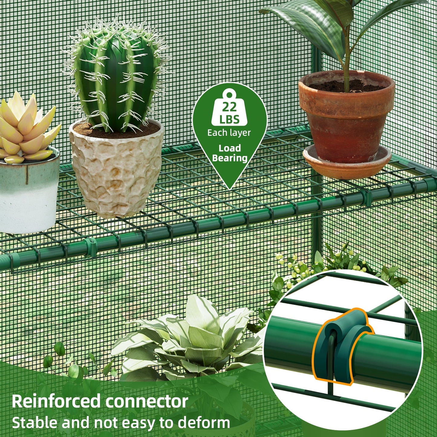 TOMNK Greenhouse, 57 x 28 x 76'' Greenhouses for Outdoors, Portable Greenhouse Kit with Mesh Side Windows, PE Cover, 4 Shelves, Heavy Duty Walk in Green House for Backyard Garden Indoor Outside