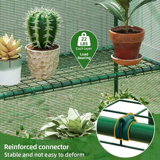 TOMNK Greenhouse, 57 x 28 x 76'' Greenhouses for Outdoors, Portable Greenhouse Kit with Mesh Side Windows, PE Cover, 4 Shelves, Heavy Duty Walk in Green House for Backyard Garden Indoor Outside