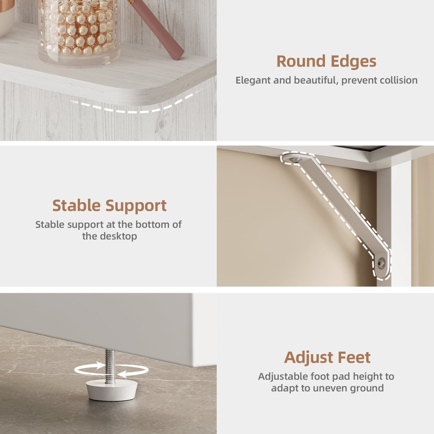 Tomnk woo Makeup Vanity Desk with LED Mirror, Lights, 4 Drawers, USB Ports & Stool, White