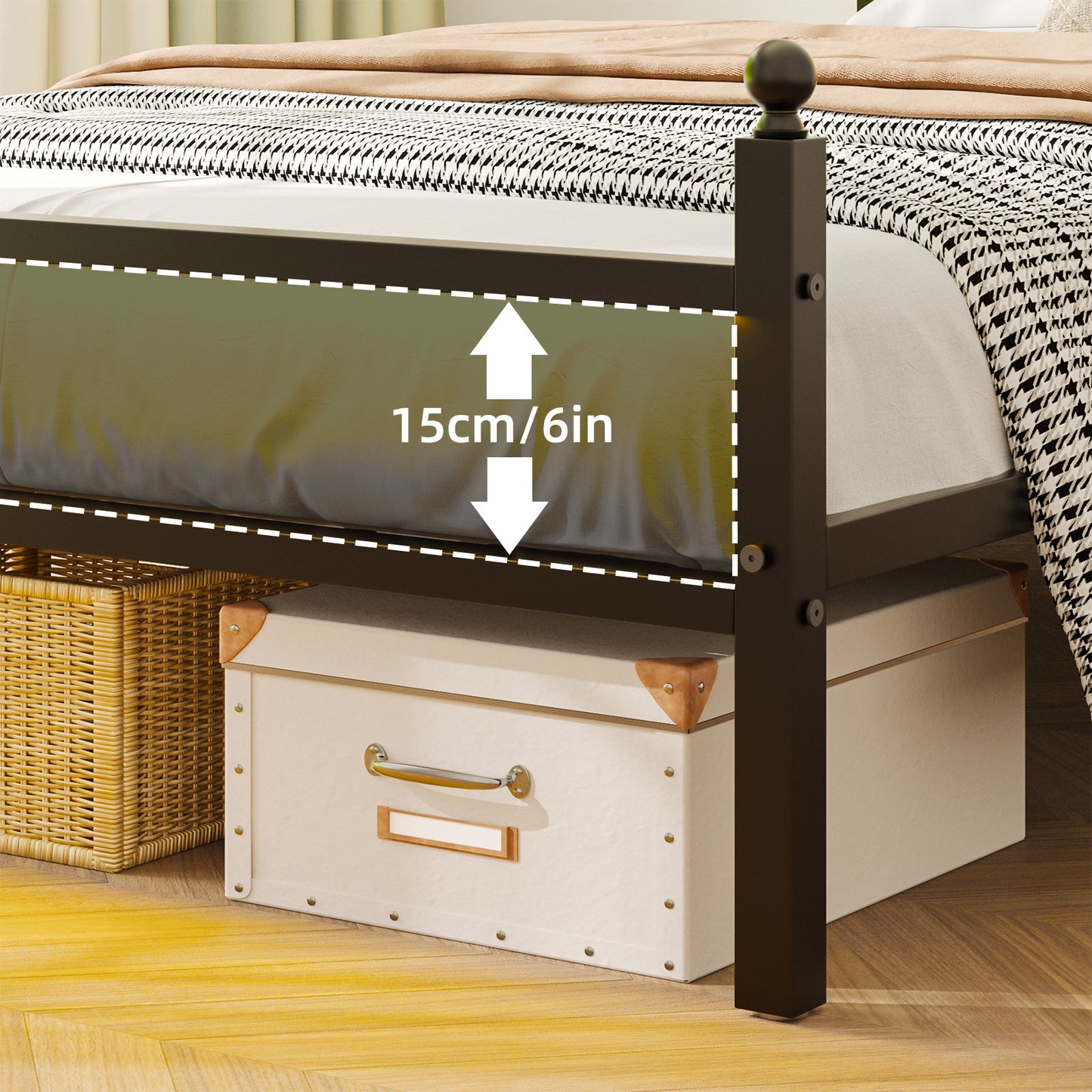 Tomnk woo Twin Bed Frame with LED Lights, Charging Station, Metal Slats, Sturdy & Modern Design, Black