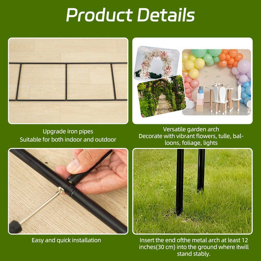 Arch Backdrop Stand, Set of 2 Metal Arch Stand (7.2FT+6FT), Gold Wedding Arch Frame for Party, Holiday, Ideal for Flower