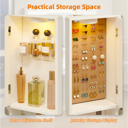 Tomnk woo 42" Vanity Desk with LED Mirror, RGB Lights, 7 Drawers, 2 Cabinets, Adjustable Brightness, White