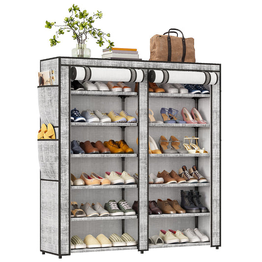 Tomnk 6 Tiers Kitchen Storage Shelves, Adjustable Shelves for Storage Pantry Shelves with Hooks, Storage Rack Shelving Unit Organizer for Bedroom Laundry Closet