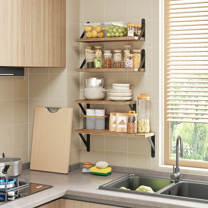 Tomnk Woo Floating Shelves for Wall Set of 4 in Light Carbonized Brown, Large