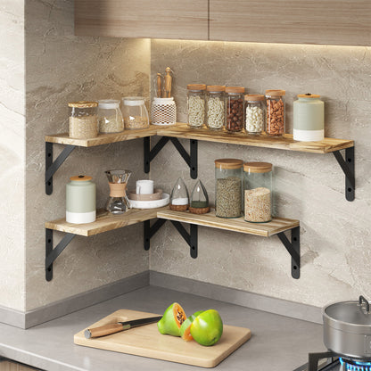 Tomnk Woo Floating Shelves for Wall Set of 4 in Light Carbonized Brown, Large