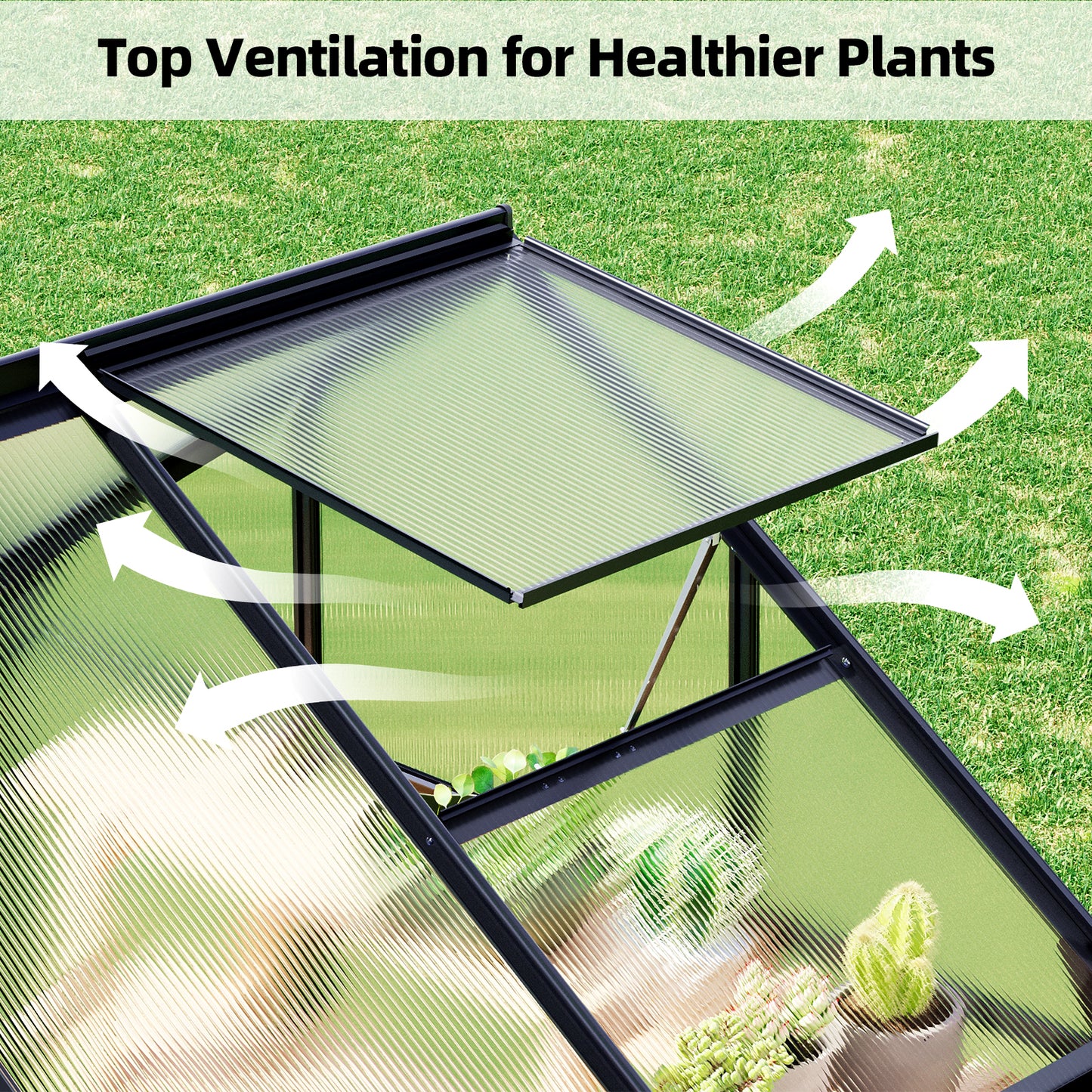 Tomnk woo 6x4 FT Polycarbonate Greenhouse with Roof Vent, Walk-in Aluminum Frame Winter Greenhouse for Outdoor Garden