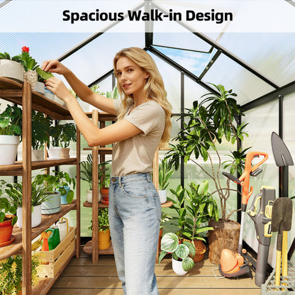 Tomnk woo 6x4 FT Polycarbonate Greenhouse with Roof Vent, Walk-in Aluminum Frame Winter Greenhouse for Outdoor Garden