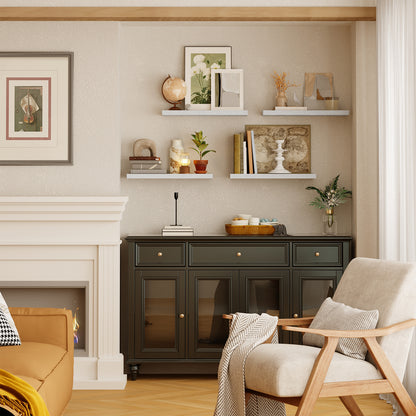 Tomnk 15.8" Floating Wall Shelves, White Wall Shelf Set of 4, Decorative Storage Shelves with Hidden Brackets for Bathroom, Bedroom, Kitchen