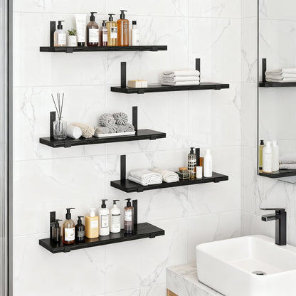 Floating Shelves Set of 5, Width 4.7 Inches Wall Shelves, Rustic Wood Wall Storage Shelves BlackFloating Shelves Set of 5, Width 4.7 Inches Wall Shelves, Rustic Wood Wall Storage Shelves Black