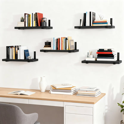 Floating Shelves Set of 5, Width 4.7 Inches Wall Shelves, Rustic Wood Wall Storage Shelves BlackFloating Shelves Set of 5, Width 4.7 Inches Wall Shelves, Rustic Wood Wall Storage Shelves Black