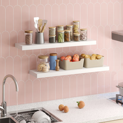Tomnk 2pcs Floating Shelves for Wall, 22.5in Bathroom Kitchen Wall Shelves for Modern Farmhouse Decor, White