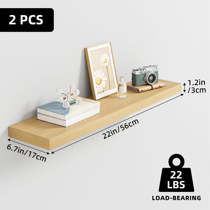 Tomnk 2pcs Floating Shelves for Wall, 22.5in Bathroom Kitchen Wall Mounted Shelves, White Oak