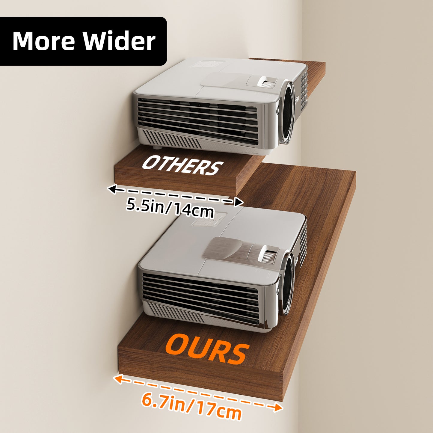 Tomnk 2pcs Floating Shelves for Wall, 22.5in Bathroom Kitchen Shelves for Rustic & Modern Home, Walnut