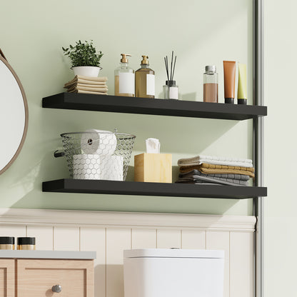 Tomnk 2pcs Floating Shelves for Wall, 22.5in Bathroom Kitchen Shelves for Farmhouse & Modern Decor, Black