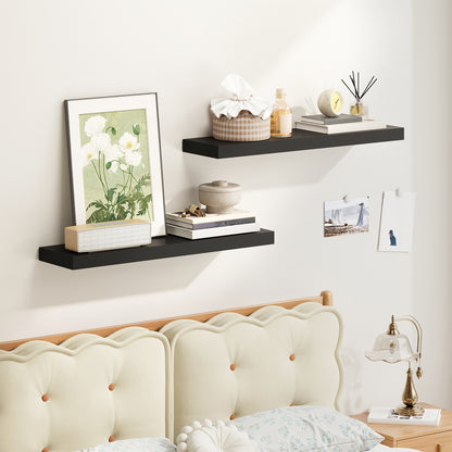 Tomnk 2pcs Floating Shelves for Wall, 22.5in Bathroom Kitchen Shelves for Farmhouse & Modern Decor, Black