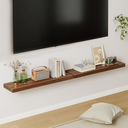 Tomnk 2pcs Floating Shelves for Wall, 22.5in Bathroom Kitchen Shelves for Rustic & Modern Home, Walnut