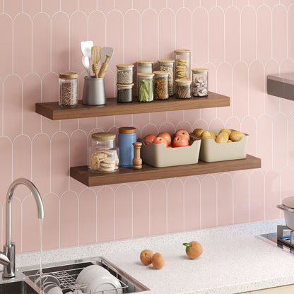 Tomnk 2pcs Floating Shelves for Wall, 22.5in Bathroom Kitchen Shelves for Rustic & Modern Home, Walnut