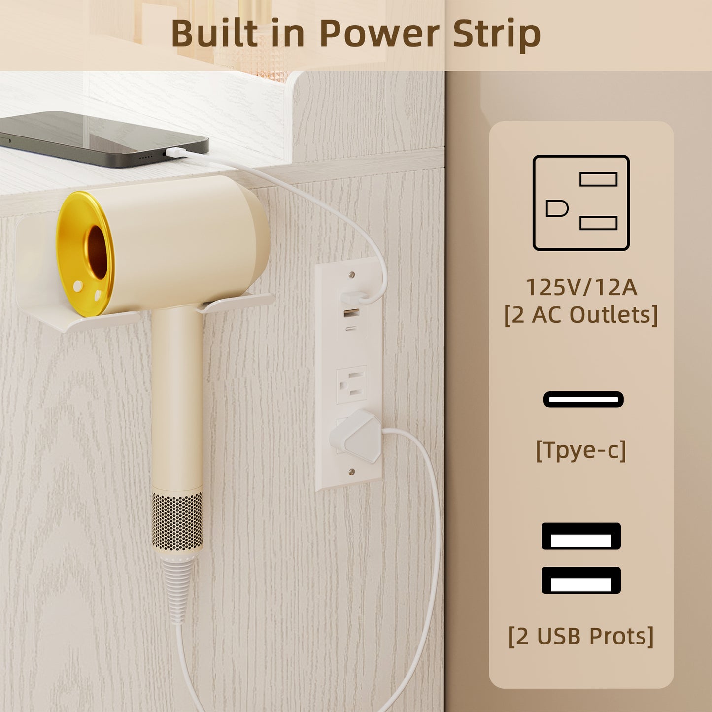 Tomnk White Makeup Vanity Desk with Large Mirror, Adjustable Lights, Storage Drawers & Power Outlets