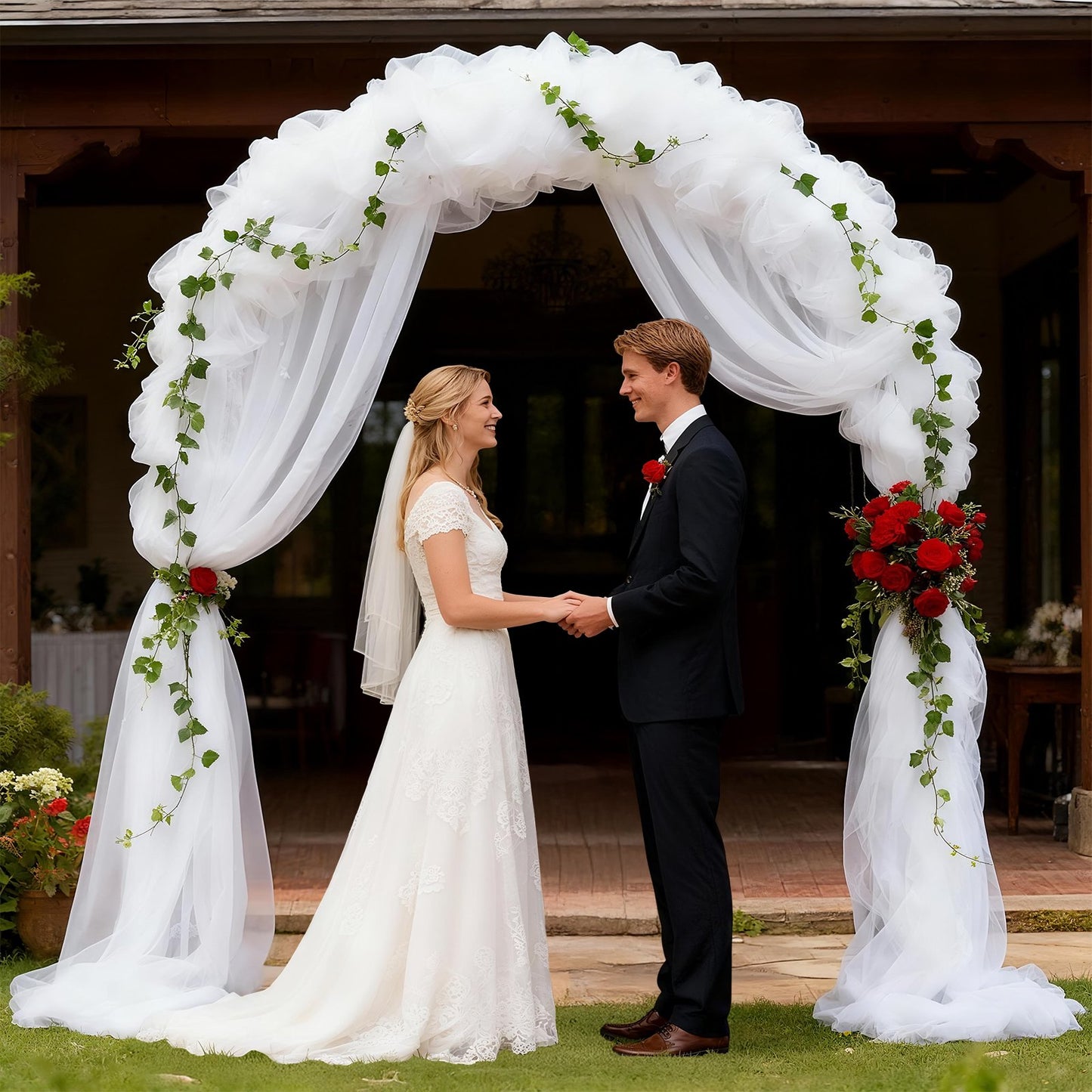 Arch Backdrop Stand, Set of 2 Metal Arch Stand (7.2FT+6FT), Gold Wedding Arch Frame for Party, Holiday, Ideal for Flower