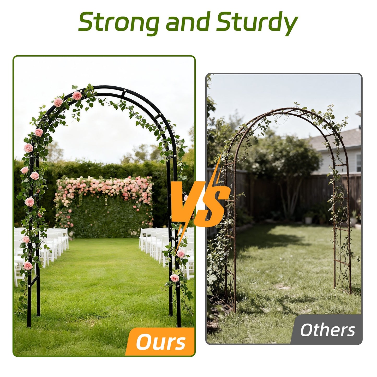 Arch Backdrop Stand, Set of 2 Metal Arch Stand (7.2FT+6FT), Gold Wedding Arch Frame for Party, Holiday, Ideal for Flower