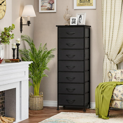 Tomnk woo Tall Dresser with 7 Fabric Drawers, Storage Organizer for Bedroom, Closet, Entryway, Hallway, Black