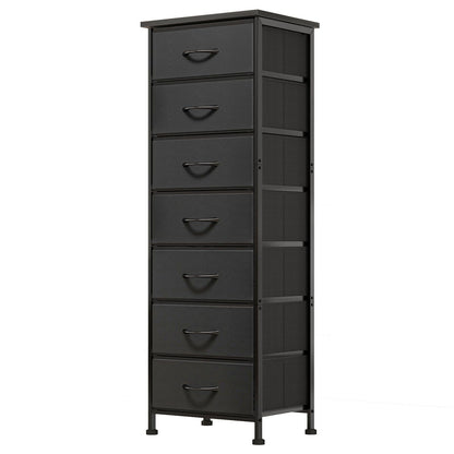 Tomnk woo Tall Dresser with 7 Fabric Drawers, Storage Organizer for Bedroom, Closet, Entryway, Hallway, Black