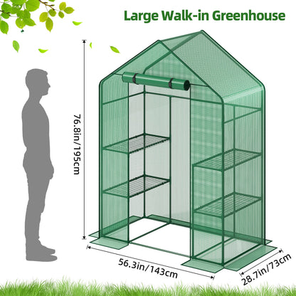 TOMNK Greenhouse, 57 x 28 x 76'' Greenhouses for Outdoors, Portable Greenhouse Kit with Mesh Side Windows, PE Cover, 4 Shelves, Heavy Duty Walk in Green House for Backyard Garden Indoor Outside