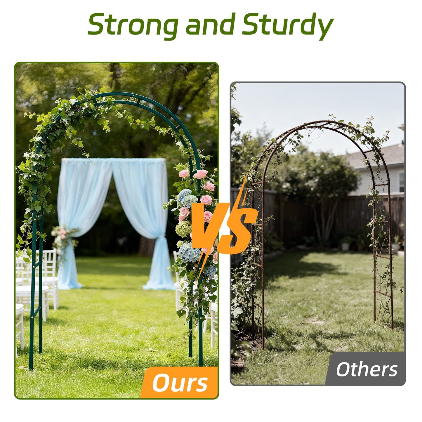 Arch Backdrop Stand, Set of 2 Metal Arch Stand (7.2FT+6FT), Gold Wedding Arch Frame for Party, Holiday, Ideal for Flower