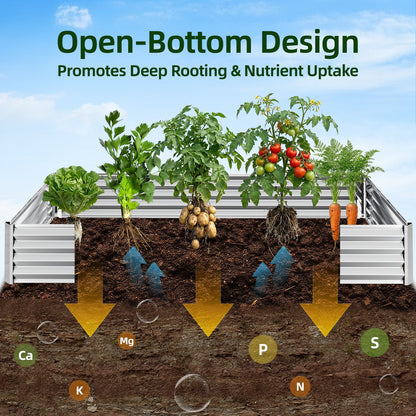 Tomnk Raised Garden Bed 6x3x1ft, Galvanized Metal Outdoor Planter Box for Vegetables, Flowers & Herbs, Durable Rust-Resistant, Easy Assembly, Silver