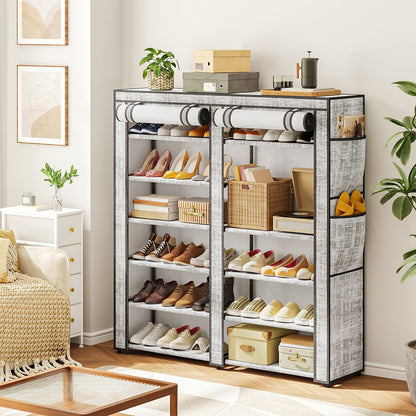 Tomnk 6 Tiers Kitchen Storage Shelves, Adjustable Shelves for Storage Pantry Shelves with Hooks, Storage Rack Shelving Unit Organizer for Bedroom Laundry Closet