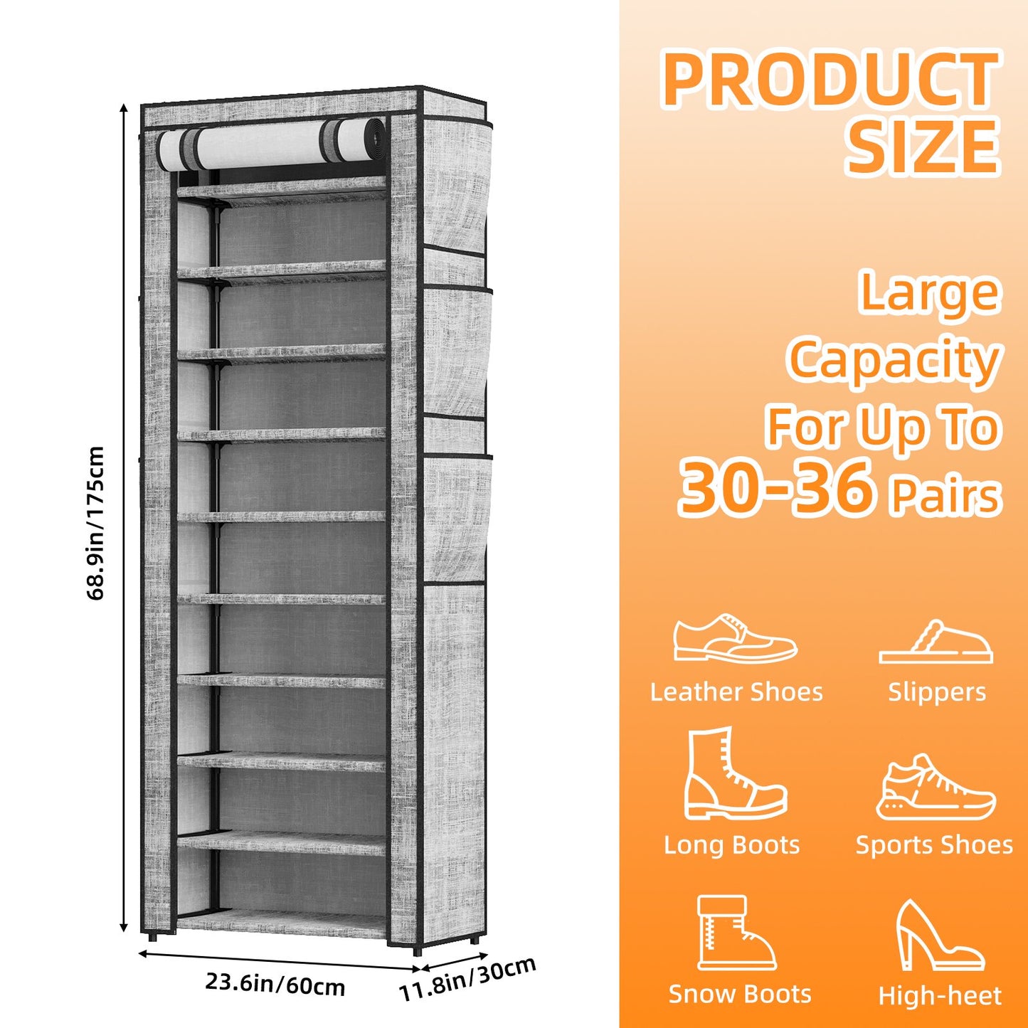 Tomnk 10 Tiers Kitchen Storage Shelves, Adjustable Shelves for Storage Pantry Shelves with Hooks, Storage Rack Shelving Unit Organizer for Bedroom Laundry Closet