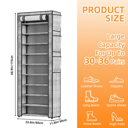 Tomnk 10 Tiers Kitchen Storage Shelves, Adjustable Shelves for Storage Pantry Shelves with Hooks, Storage Rack Shelving Unit Organizer for Bedroom Laundry Closet