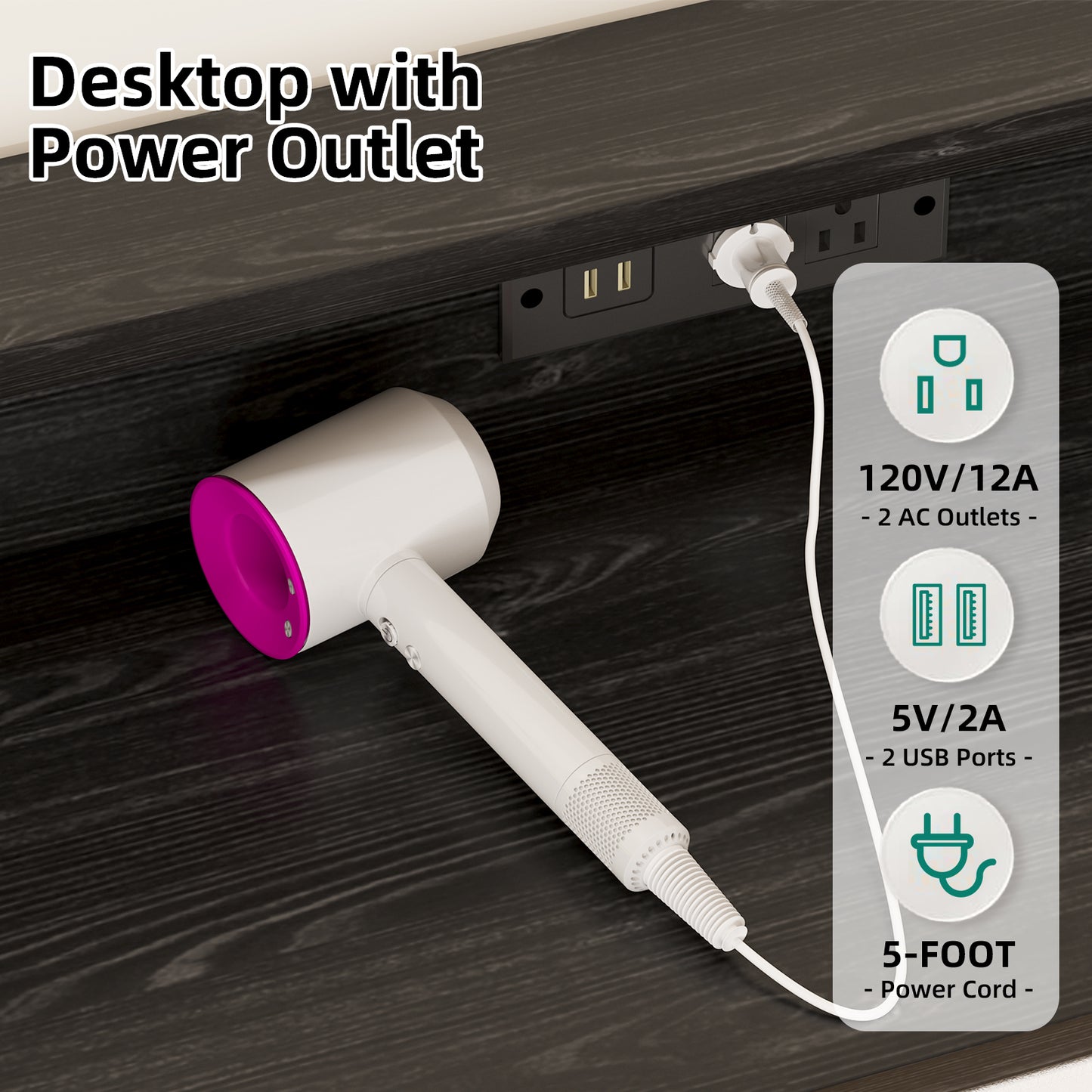 Tomnk woo Black LED Dresser with 9 Drawers, Charging Station, PU Fabric Finish for Living Room, Hallway