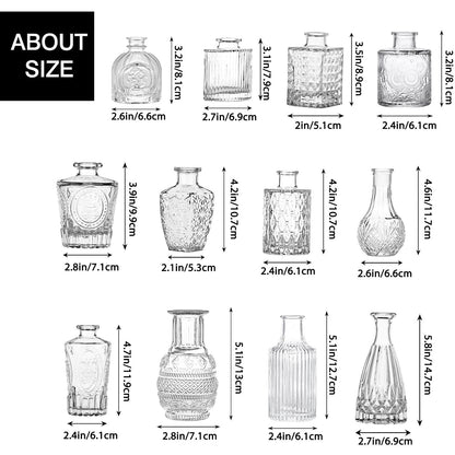 Tomnk Glass Bud Vases in Bulk, Set of 12 Small Vases for Centerpieces, Flower Vases for Flowers in Bulk for Rustic Wedding Home Table Decorations