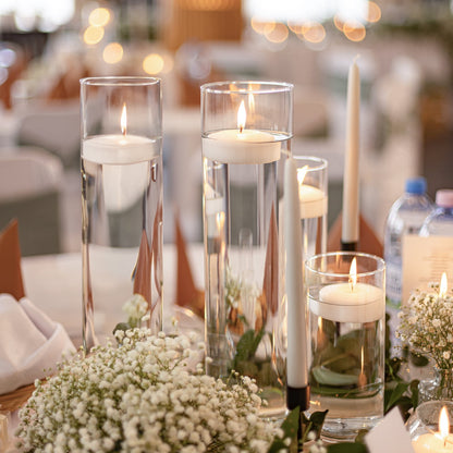 Tomnk Clear Glass Cylinder Hurricane Candle Holder Vases Set of 5 (4"+6"+8"+10"+12"High)