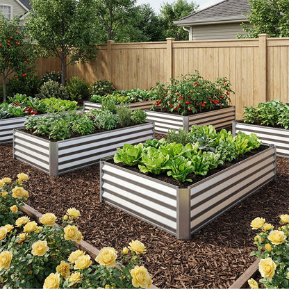 Tomnk Raised Garden Bed 4x2x1ft, Galvanized Metal Planter Outdoor for Vegetables, Flowers & Herbs, Rust-Resistant, Easy Assembly, Silver