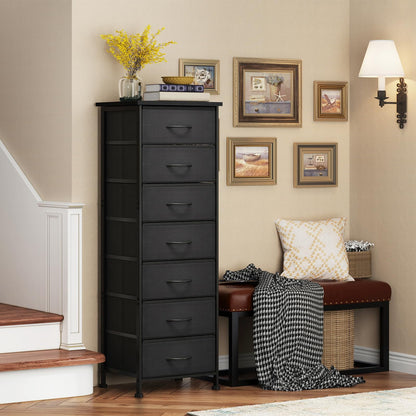 Tomnk woo Tall Dresser with 7 Fabric Drawers, Storage Organizer for Bedroom, Closet, Entryway, Hallway, Black