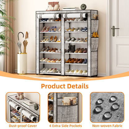 Tomnk 6 Tiers Kitchen Storage Shelves, Adjustable Shelves for Storage Pantry Shelves with Hooks, Storage Rack Shelving Unit Organizer for Bedroom Laundry Closet