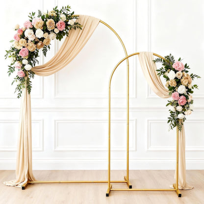 Arch Backdrop Stand, Set of 2 Metal Arch Stand (7.2FT+6FT), Gold Wedding Arch Frame for Party, Holiday, Ideal for Flower