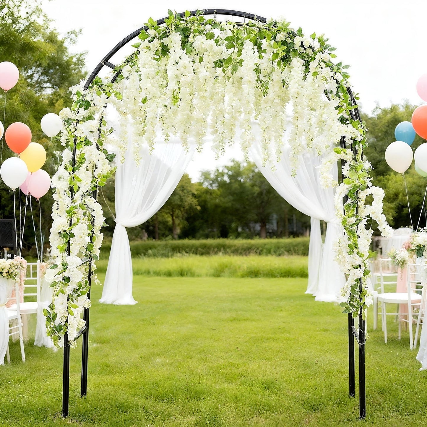 Arch Backdrop Stand, Set of 2 Metal Arch Stand (7.2FT+6FT), Gold Wedding Arch Frame for Party, Holiday, Ideal for Flower