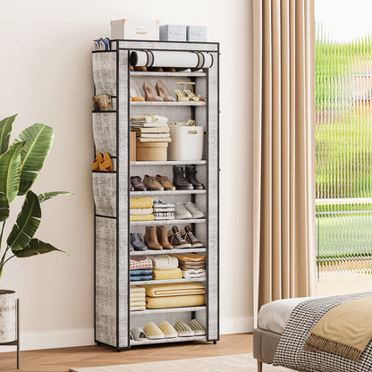 Tomnk 10 Tiers Kitchen Storage Shelves, Adjustable Shelves for Storage Pantry Shelves with Hooks, Storage Rack Shelving Unit Organizer for Bedroom Laundry Closet