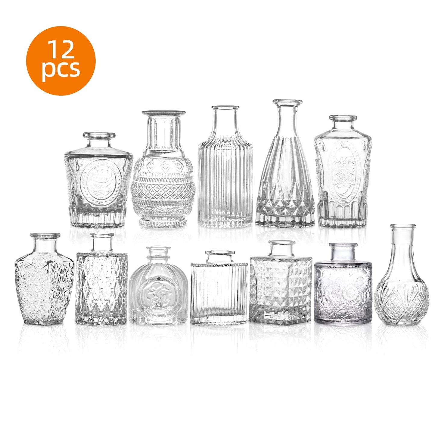 Tomnk Glass Bud Vases in Bulk, Set of 12 Small Vases for Centerpieces, Flower Vases for Flowers in Bulk for Rustic Wedding Home Table Decorations